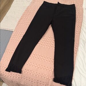 Cello Women's Black Skinny Jeans with Fringed Hem
